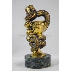 Скульптура "Змея-медик" бронза, змеевик